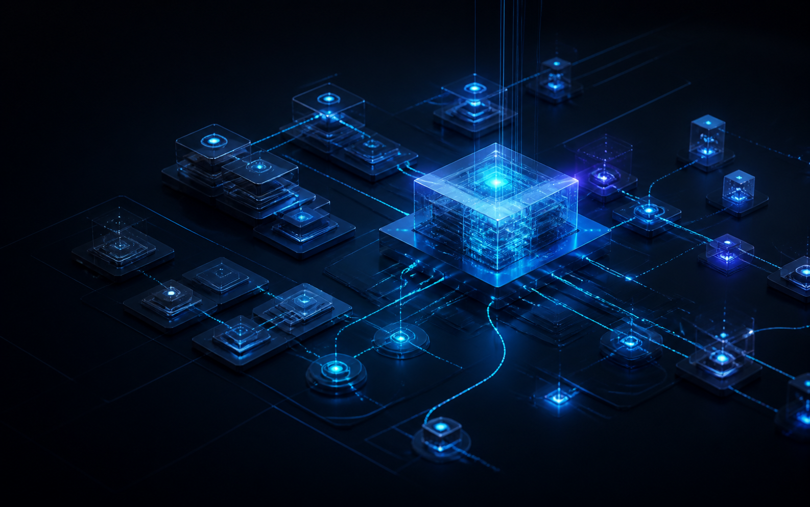Núcleo de inteligencia artificial conectado con datos, procesos y agentes
